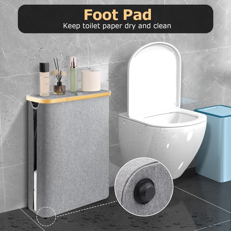 Dotpilgo Extra Large Toilet Paper Storage Basket with Lid 49L Slim Toilet Paper Basket Holder Bin Container Organizer for Bathroom Hold up to 20 Regular Rolls or 15 Mega Rolls - Image 4